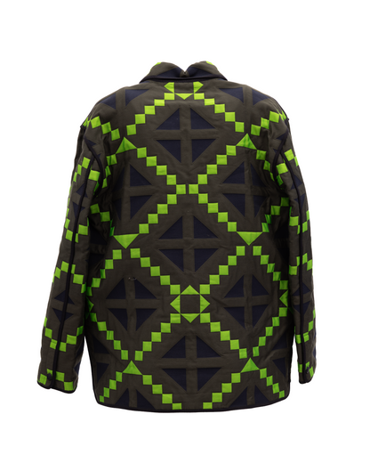 Jacket by Valentino Garavani for women in cotton tweed & cupro dark-blue, green & olive presents a authentic silhouette, artfully detailed with a authentic and functional for a premium authentic finish.