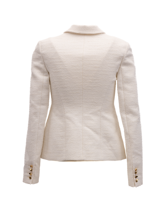 Valentino Garavani Off-White Tailored Blazer with Gold Stud Buttons