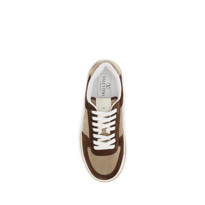 Valentino Garavani Men's Athletic Bos Taurus Suede & Nappa Calfskin Leather Sneakers - Brown