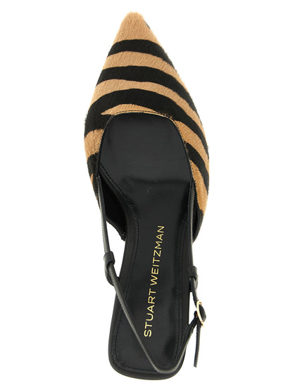 Mid-Heel Slingback Pumps Heels by Stuart Weitzman for women in calfskin & lamb leather black, camel, multicolor & zebra features an effortlessly chic silhouette from the Pony Women's Calfskin & Lamb Leather Mid-Heel Slingback Pumps Heels collection, showcasing a mid-heel and effortlessly chic pointed toe style for a effortlessly chic look.