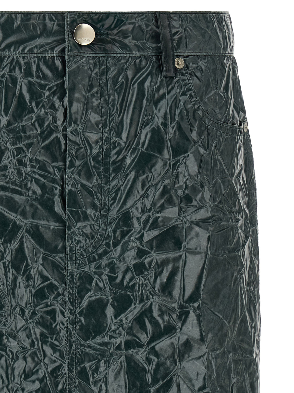 Skirt by Marni for women in polyester bicolour, green, silver & signature features a captivating silhouette, showcasing the captivating Women's Polyester Midi Skirt design with a sophisticated midi for a captivating look.