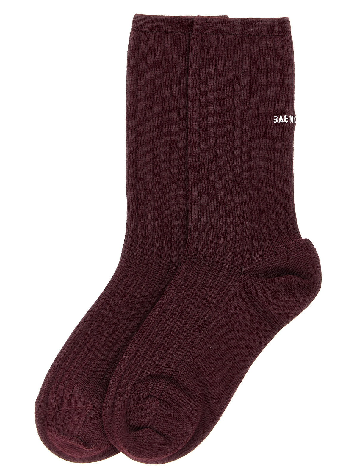 Balenciaga Women's Polyamide Wool Socks - Bordeaux Burgundy White