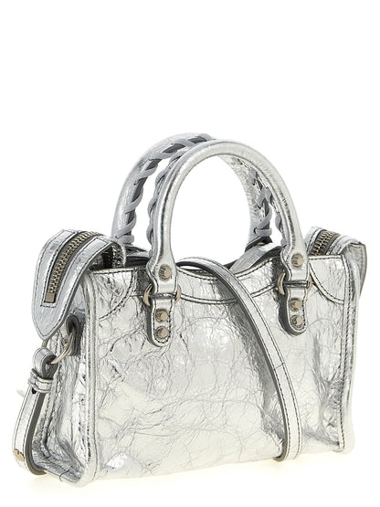 Balenciaga Silver Lamb Leather Crossbody Bag