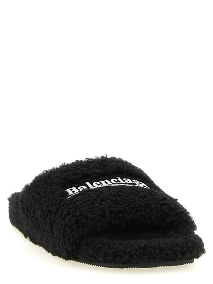 Balenciaga Black Polyester Slides