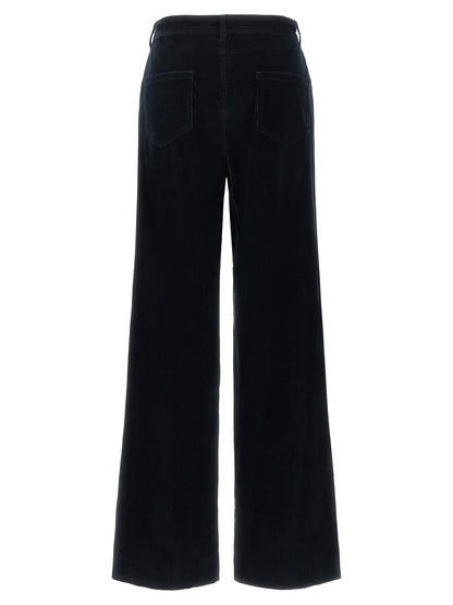 Max Mara Strawberry Women's Wide Stretch Cotton Corduroy Palazzo Pants - Gold Navy