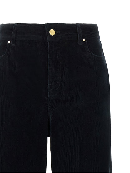 Max Mara Strawberry Women's Wide Stretch Cotton Corduroy Palazzo Pants - Gold Navy