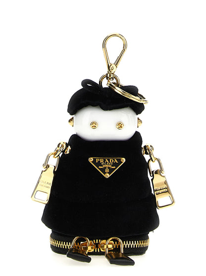 Prada Black Stainless Steel Keychain
