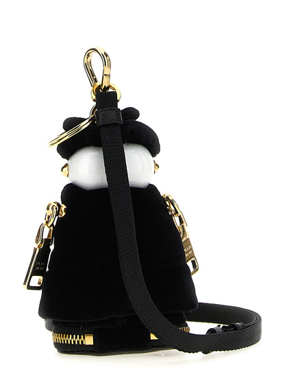 Prada Black Stainless Steel Keychain