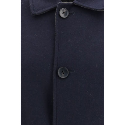 Etro Blue Wool Oves Aries Coat