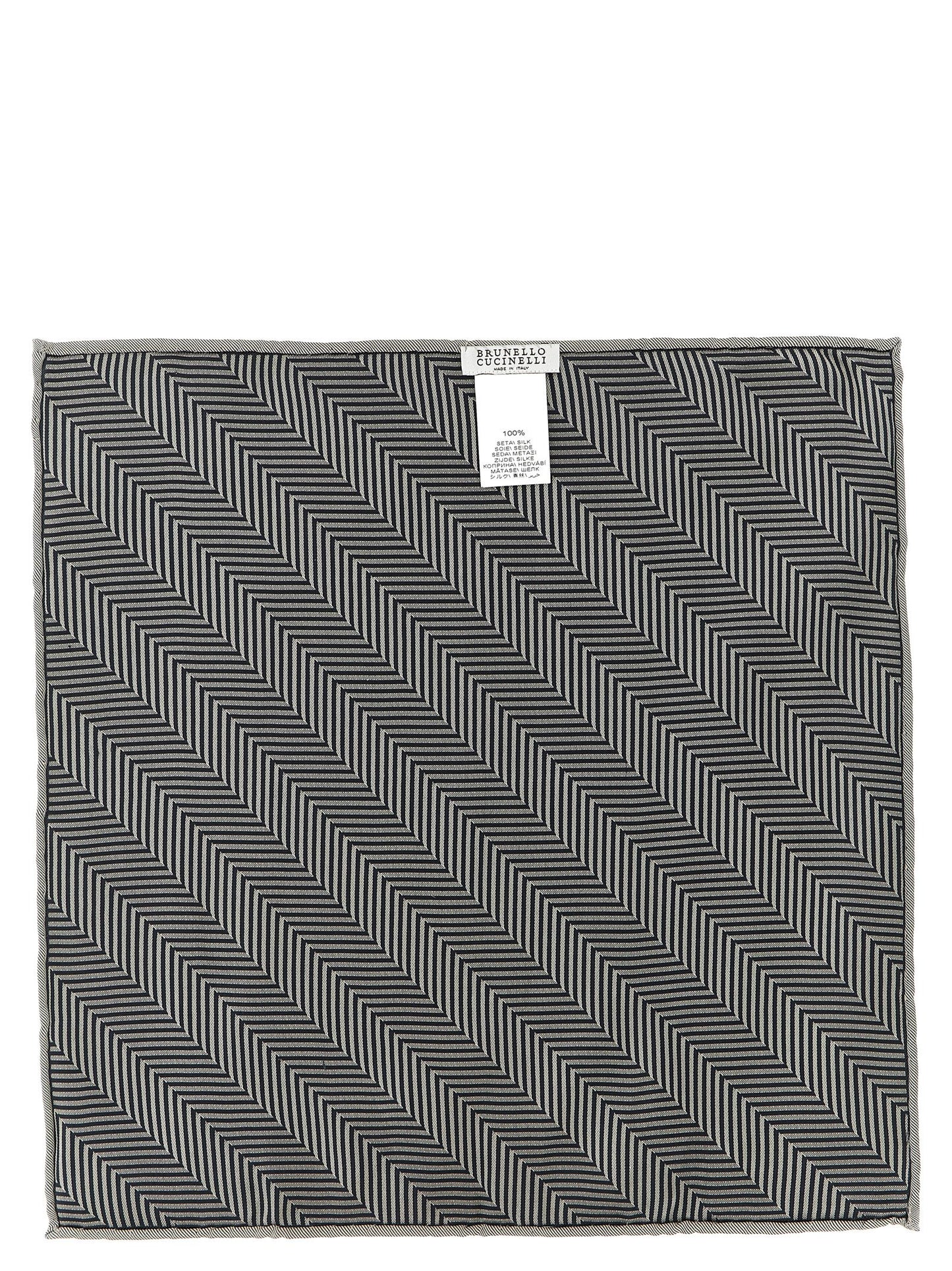 Brunello Cucinelli Gray Silk Pocket Square
