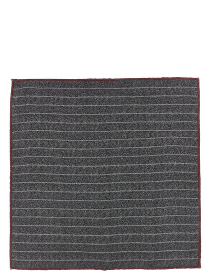Brunello Cucinelli Gray Silk Pocket Square