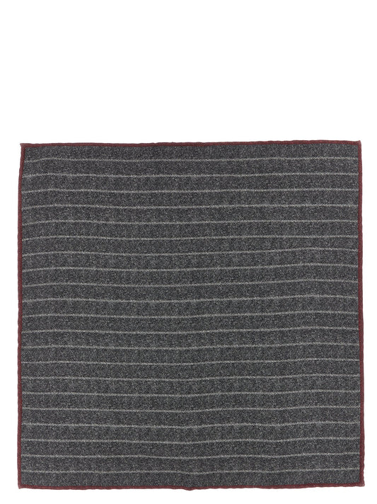 Brunello Cucinelli Gray Silk Pocket Square