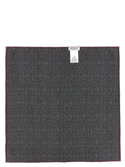 Brunello Cucinelli Gray Silk Pocket Square