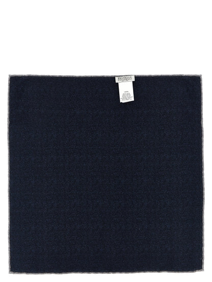Brunello Cucinelli Blue Silk Pocket Square