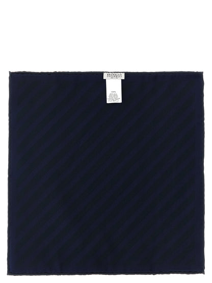 Brunello Cucinelli Blue Silk Pocket Square