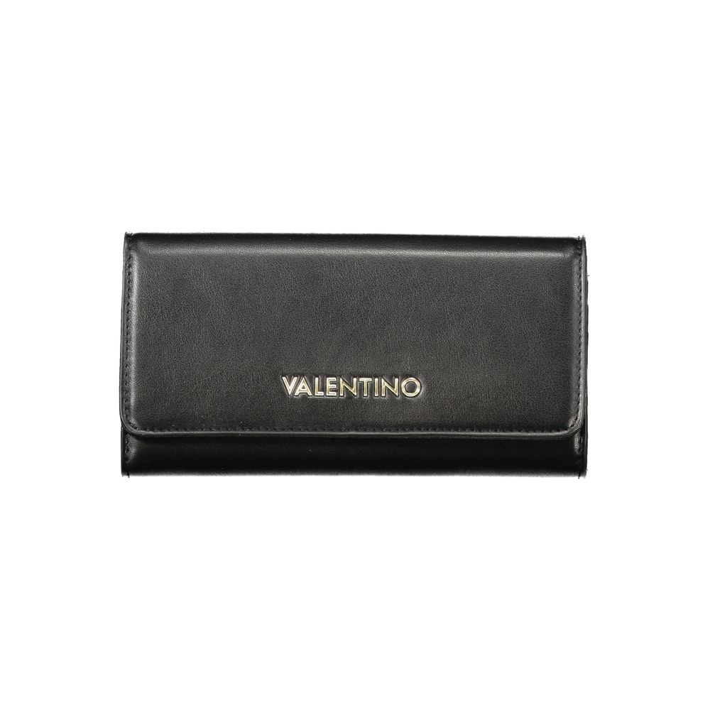 Cardholder Wallet by Mario Valentino for women in polyurethane black showcases a discerning silhouette, artfully capturing the essence of Polyurethane Cardholder Wallet with its functional card-organization coin-purse.