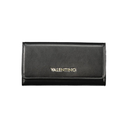 Cardholder Wallet by Mario Valentino for women in polyurethane black showcases a discerning silhouette, artfully capturing the essence of Polyurethane Cardholder Wallet with its functional card-organization coin-purse.