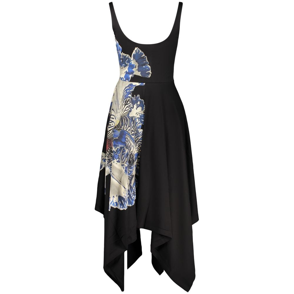 Dress by Desigual for women in cotton black, patterned & print features a dramatic silhouette, showcasing an elegant and that flows into a dramatic long.