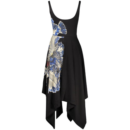 Dress by Desigual for women in cotton black, patterned & print features a dramatic silhouette, showcasing an elegant and that flows into a dramatic long.