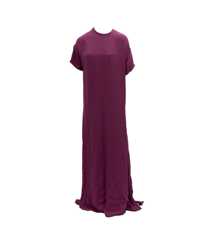 Dress by Valentino Garavani for women in silk burgundy features an cute silhouette, detailed with a and that elegantly flows into a cute maxi short long.