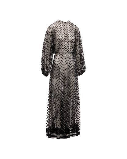 Valentino Garavani Black Embroidered Evening Dress