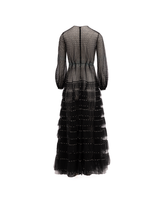 Valentino Garavani Long Sleeve Evening Tulle Dress