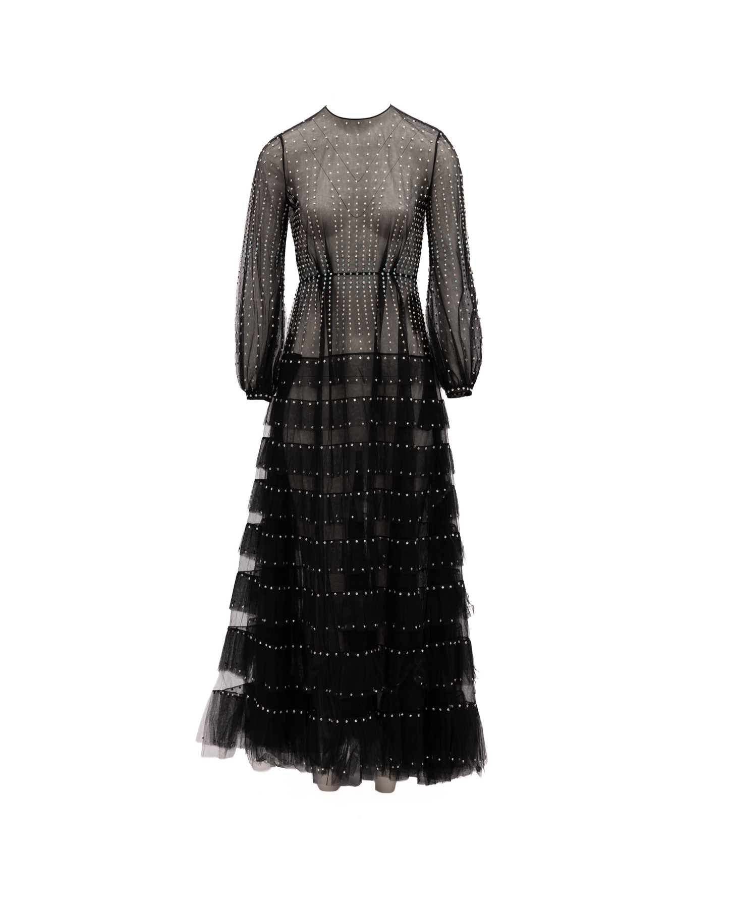 Valentino Garavani Long Sleeve Evening Tulle Dress