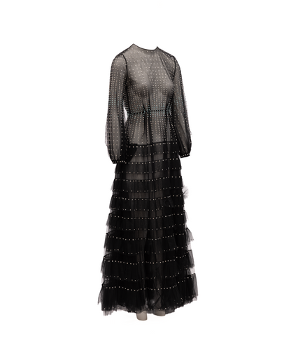 Valentino Garavani Long Sleeve Evening Tulle Dress
