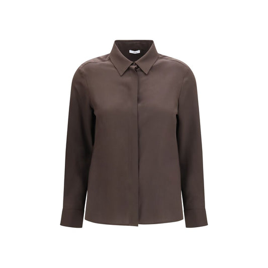 Dress Shirt by Lardini for women in silk brown showcases a sublime silhouette, artfully detailed with a sublime and long-sleeve for a sophisticated, sublime finish.