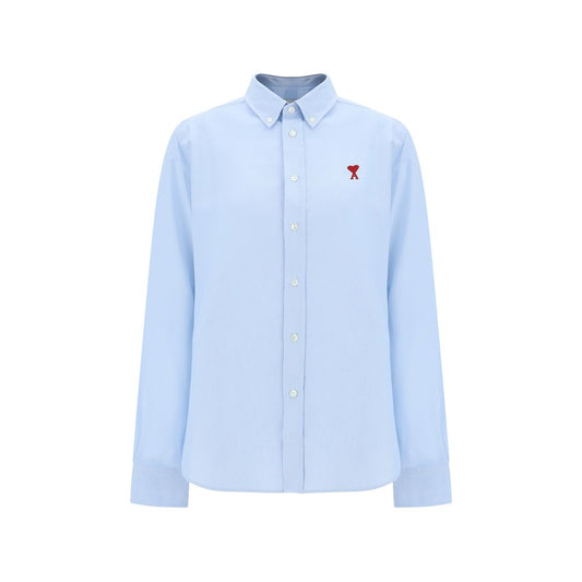 Dress Shirt by Ami Paris for women in cotton blue features an architectural silhouette with a refined and elegant for a architectural look.