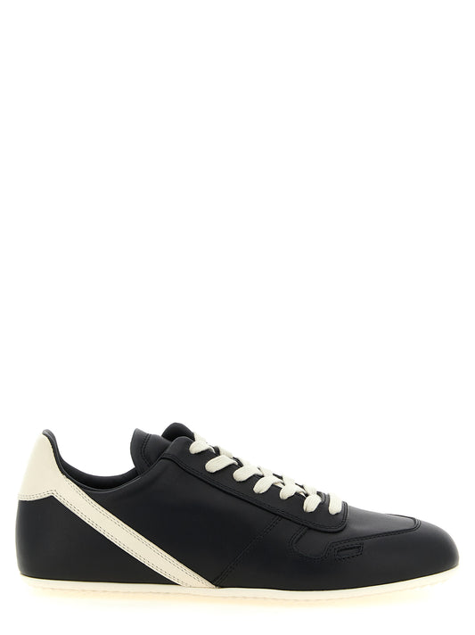 Sneakers by Rick Owens for men in bos taurus calfskin leather bicolour, black & white features an fashionable silhouette, showcasing the premium Men's Low Top Bos Taurus Calfskin Leather Sneakers in a fashionable low-top style that offers a fashionable finish for refined style.