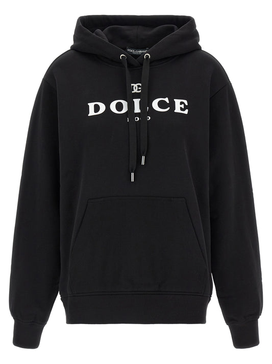Sweatshirt Hoodie by Dolce & Gabbana for women in cotton black showcases a city-ready silhouette, artfully detailed with a signature hooded neckline and for a city-ready finish.