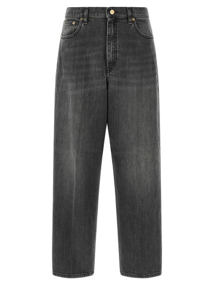 Fabiana Filippi Gray Cotton Relaxed Fit Jeans