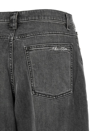 Fabiana Filippi Gray Cotton Relaxed Fit Jeans