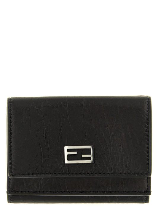 Cardholder Card Case by Fendi for women in calfskin leather & palladium black & palladium showcases a couture-grade silhouette from the Calfskin Leather & Palladium Cardholder Card Case collection, highlighting functional card-organization compact-design trifold for a couture-grade finish.