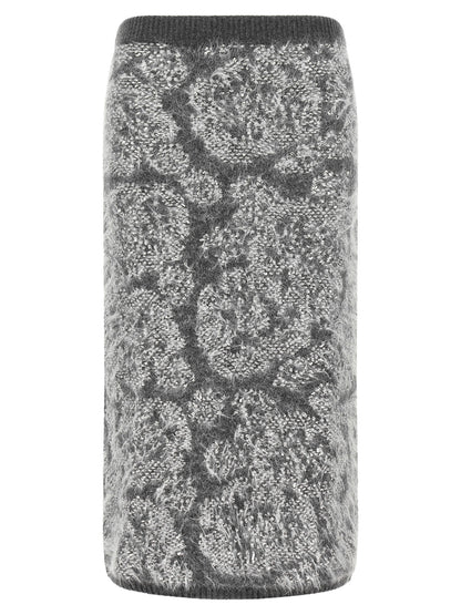 NUDE Gray Wool Midi Skirt