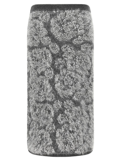 NUDE Gray Wool Midi Skirt