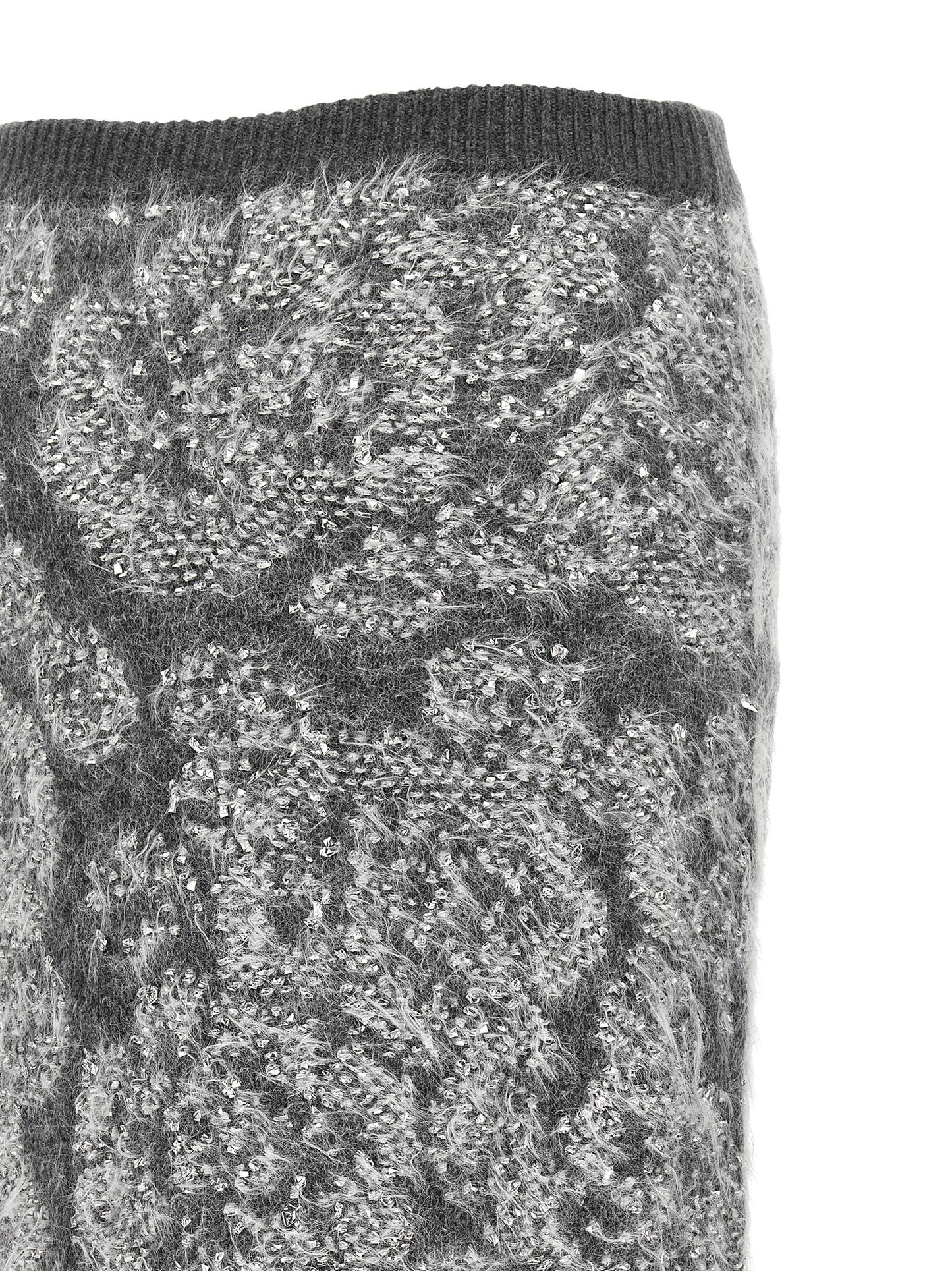 NUDE Gray Wool Midi Skirt