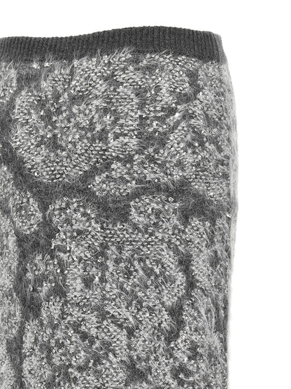 NUDE Gray Wool Midi Skirt