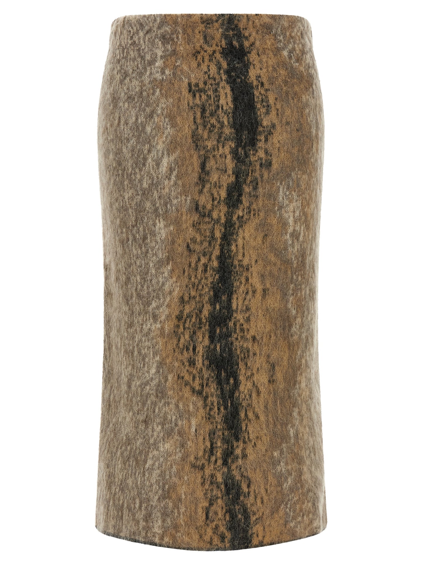 NUDE Brown Wool Midi Skirt