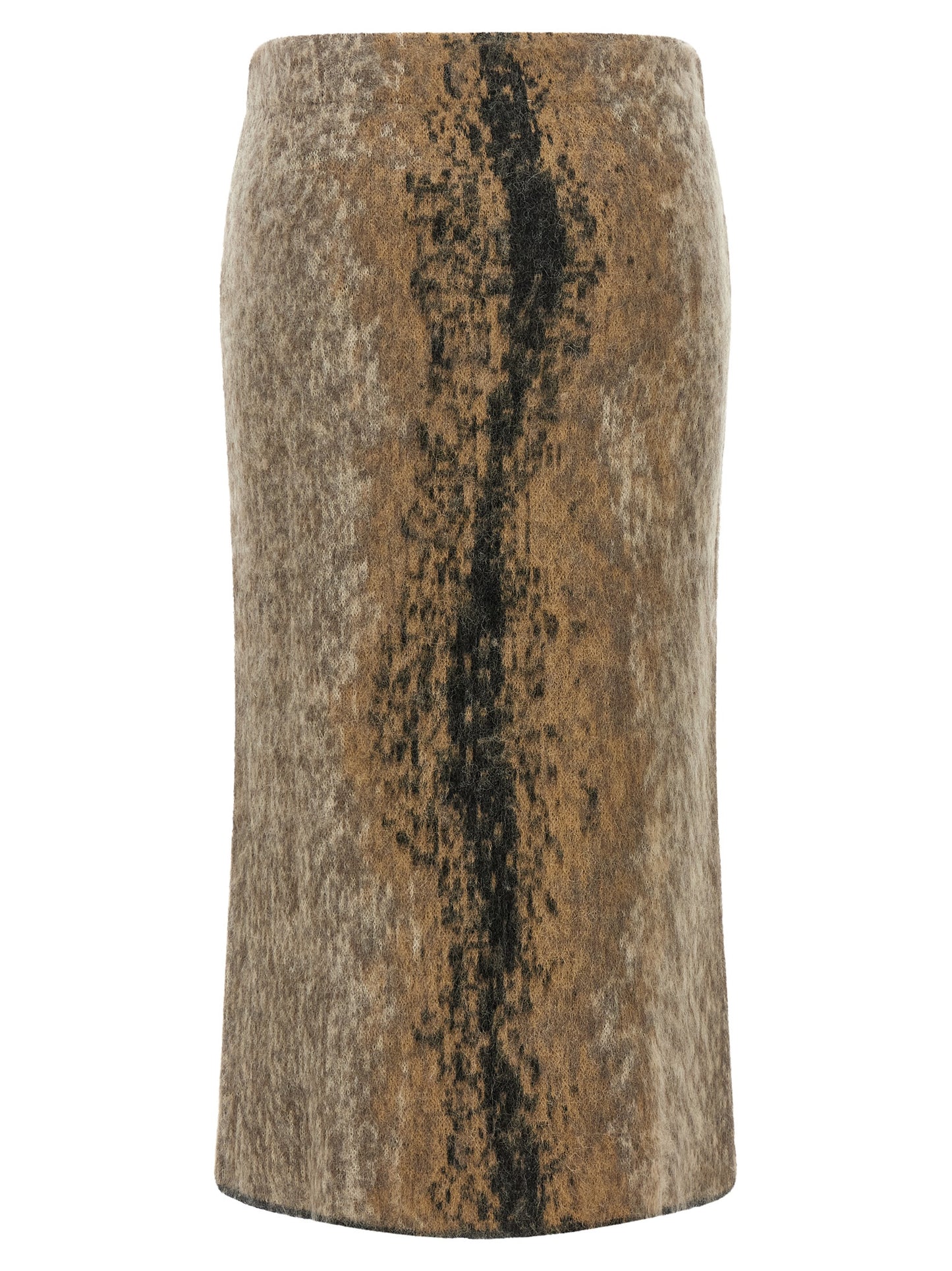 NUDE Brown Wool Midi Skirt