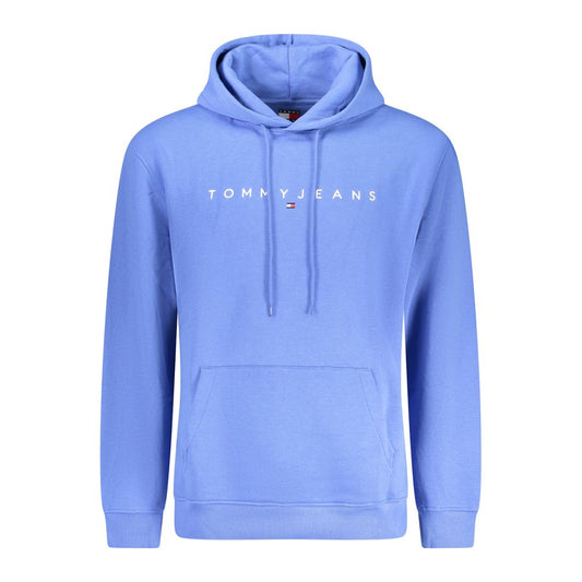 Sweatshirt Hoodie by Tommy Hilfiger for men in cotton polyester blue features an luminous silhouette, showcasing a sophisticated hooded neckline and long-sleeve for a truly luminous look.