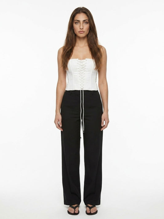 Corset by Dolce & Gabbana for women in stretch cotton white showcases a discreet silhouette, artfully capturing the essence of the discreet Crisp Essence Women's Stretch Cotton Corset design for a sophisticated look.