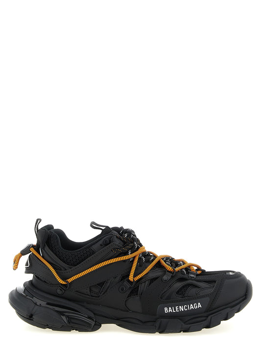 Athletic Sneakers by Balenciaga for men in eva polyester polyurethane & rubber black showcases a architectural silhouette, artfully capturing the essence of the Track Men's Athletic EVA Polyester Polyurethane & Rubber Sneakers with its signature architectural athletic style construction.