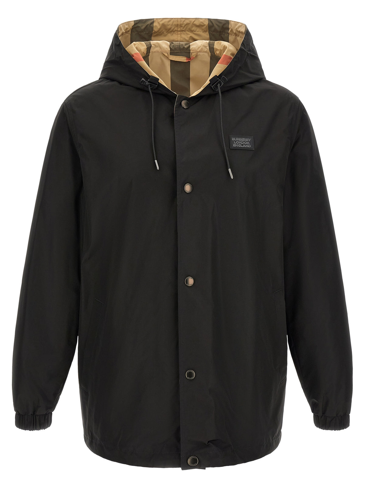 Hooded Overcoat by Burberry for men in polyester black & print features a cosy chic silhouette, artfully detailed with a sophisticated hooded neckline and premium pockets & hooded for a cosy chic finish.