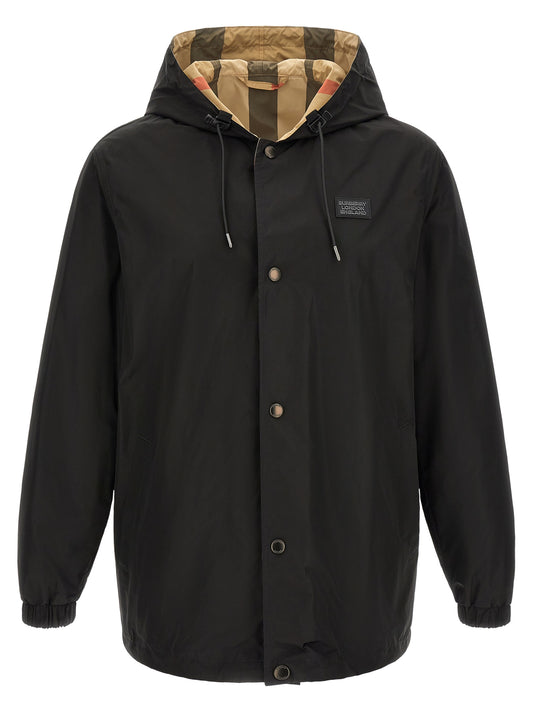 Hooded Overcoat by Burberry for men in polyester black & print features a cosy chic silhouette, artfully detailed with a sophisticated hooded neckline and premium pockets & hooded for a cosy chic finish.
