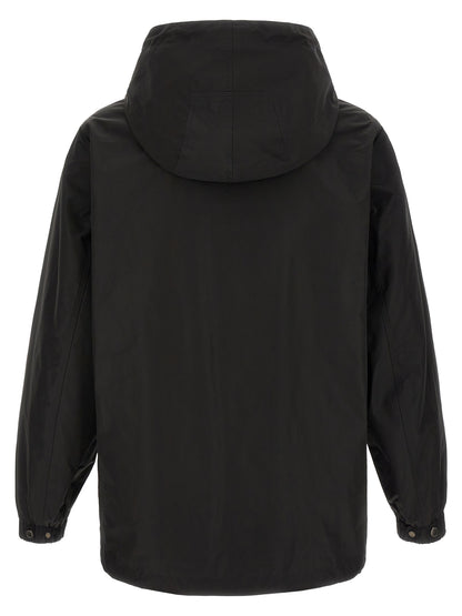 Hooded Overcoat by Burberry for men in polyester black & print presents a luxurious silhouette, showcasing a luxurious hooded neckline and sophisticated pockets & hooded for a premium, luxurious look.