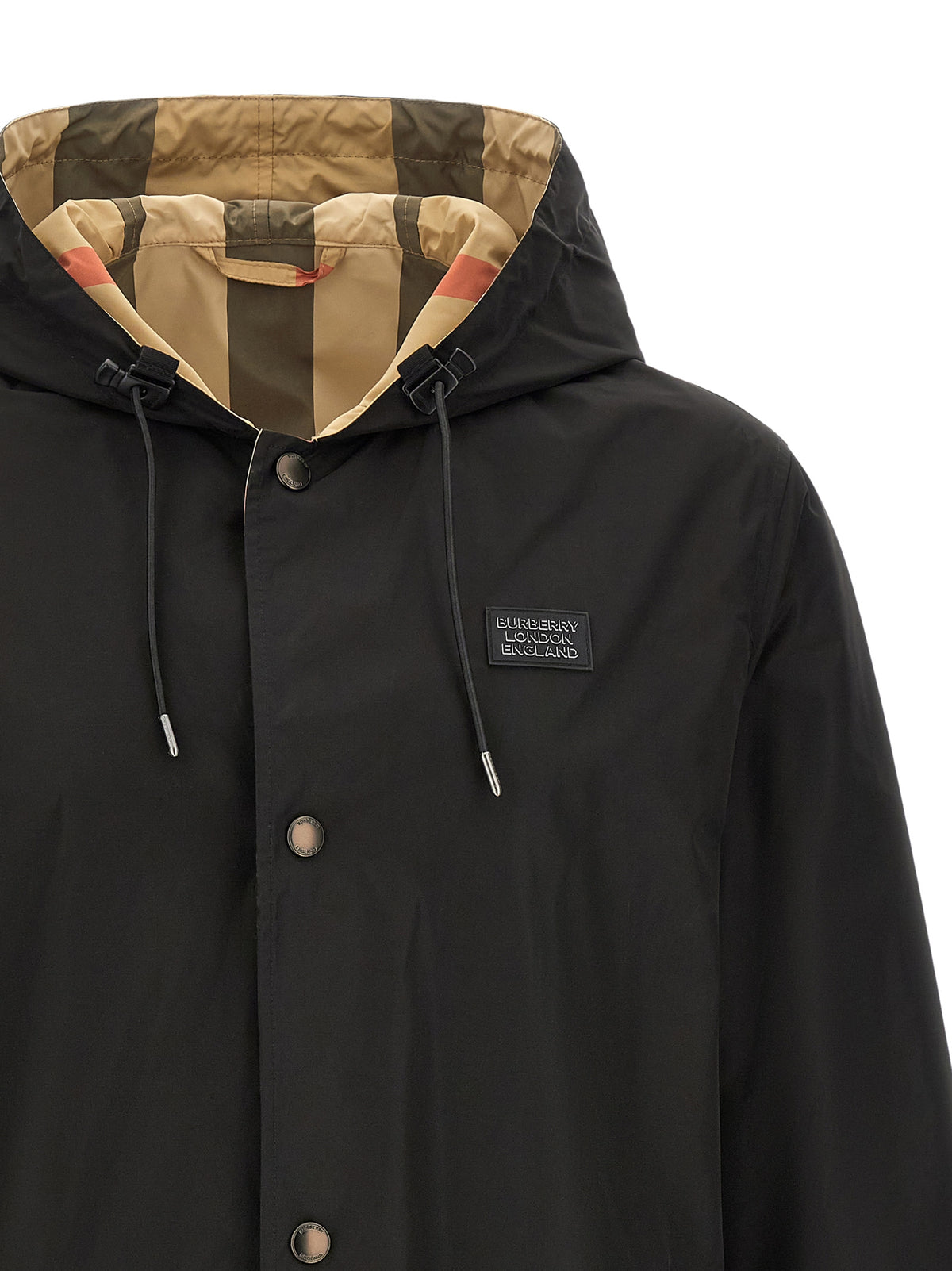 Hooded Overcoat by Burberry for men in polyester black & print features a cosy chic silhouette, artfully detailed with a sophisticated hooded neckline and premium pockets & hooded for a cosy chic finish.