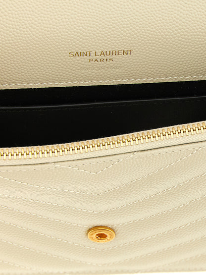 Saint Laurent White Calfskin Clutch Bag