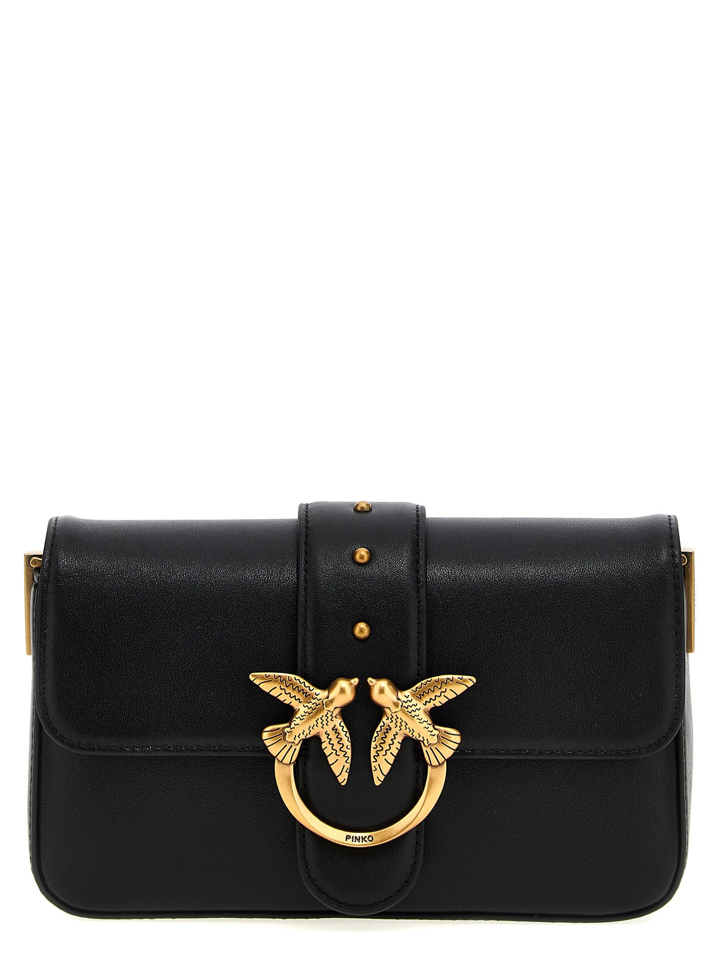 PINKO Black Calfskin Shoulder Bag